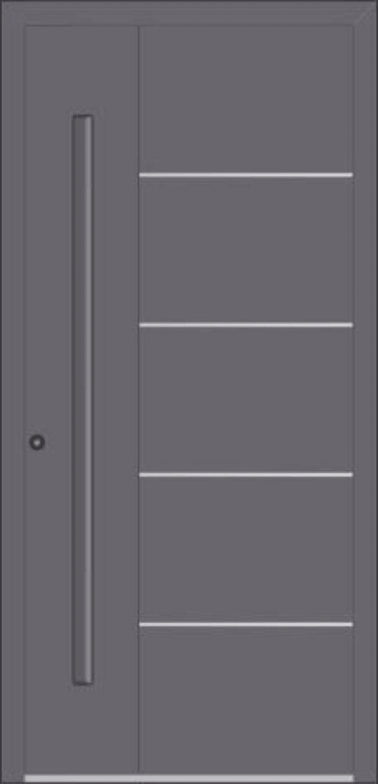 Moderne Aluminium-Haustür AGE 1048 mit dunklem Glasstreifen